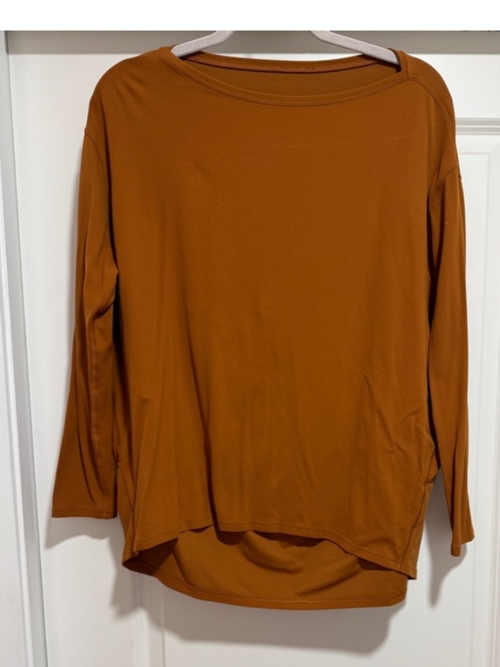 Lululemon Back In Action Long Sleeve Top Burnt Orange Size 6 (See Measurements)